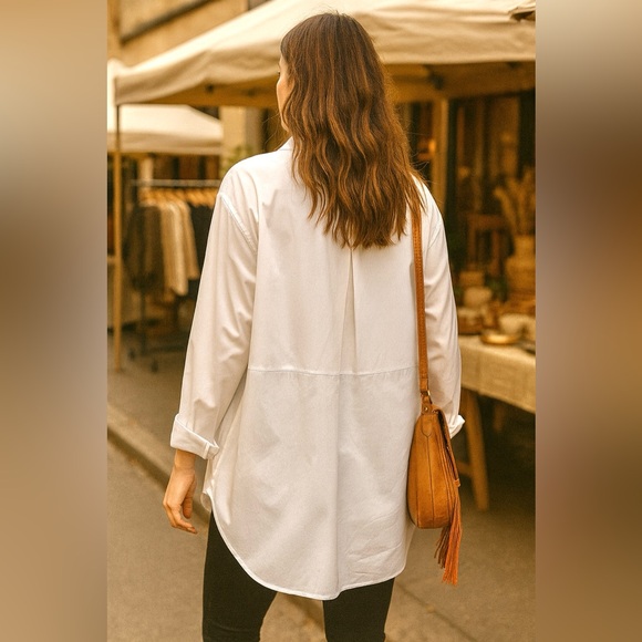 ✨ MOS MOSH Oversized White Cotton-Blend Shirt – Size L ✨ - Picture 1 of 11